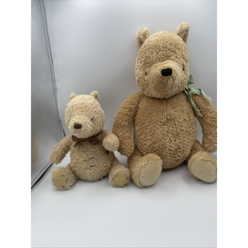 2 Disney Classic Winnie The Pooh Plush Teddy Bear Hair Ribbon Bow